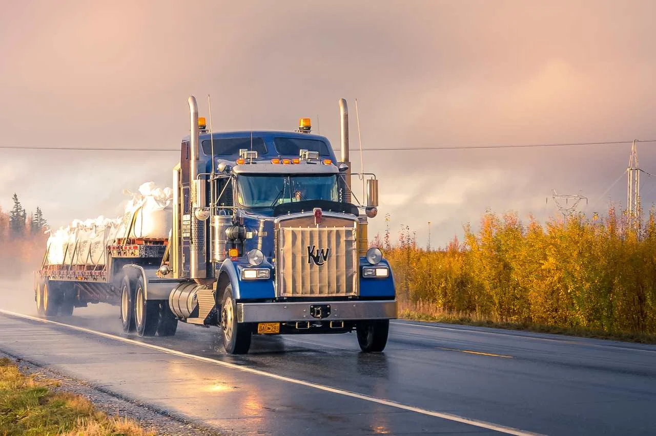 Blue semi truck