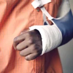 Close up of person with a hand cast