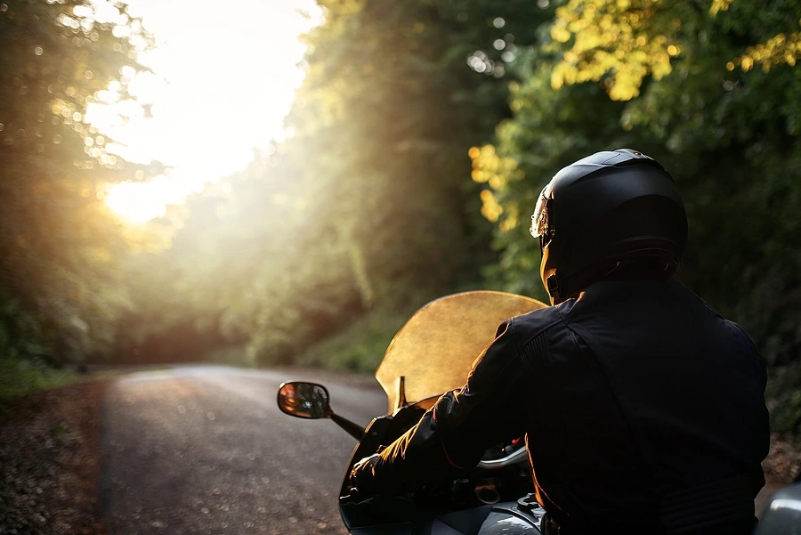 Person riding motorcycle